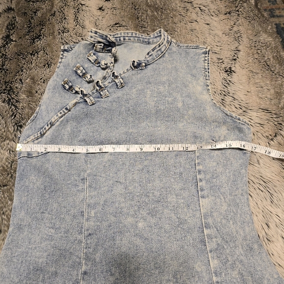 SHEIN SXY Women's Stand Collar Slim Fit Sleeveless Denim Dress - Picture 7 of 10